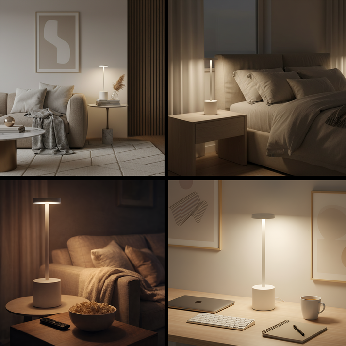 Aura Touch LED Table Lamp – Minimal Rechargeable, Dimmable & Cordless LED Light
