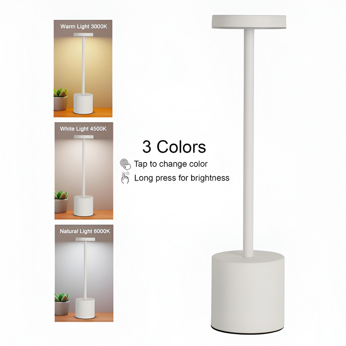 Aura Touch LED Table Lamp – Minimal Rechargeable, Dimmable & Cordless LED Light